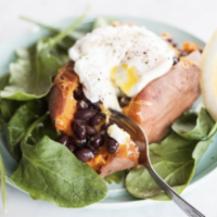 Black Bean Stuffed Sweet Potatoes with Eggs