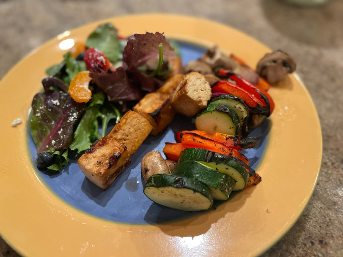 Tangy Maple Veggie and Tofu Skewers