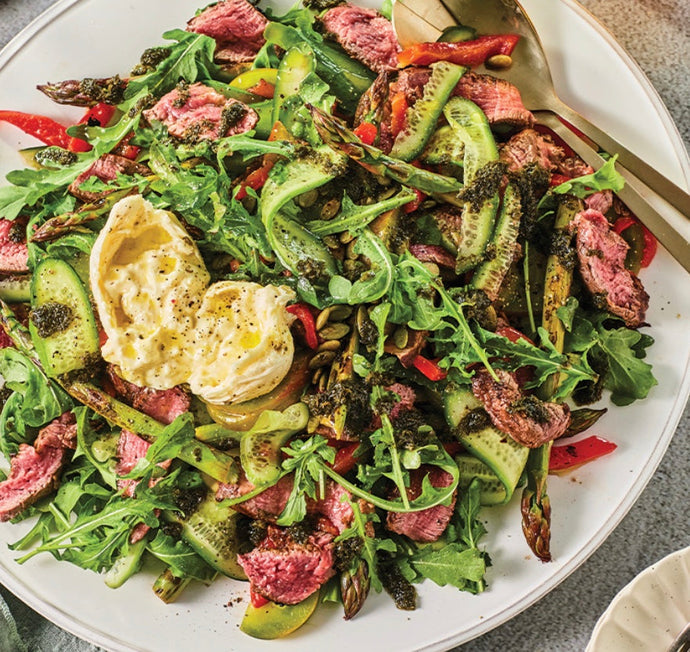 Beef Salad with Asparagus and Burrata