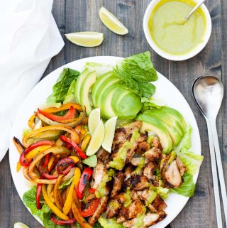 Chicken Fajita Salad with Avocado Dressing