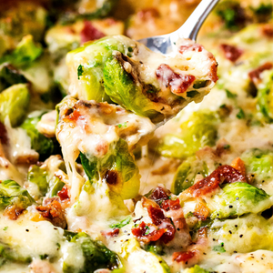 Shredded Brussels Sprouts, Prosciutto and Parmesan Casserole
