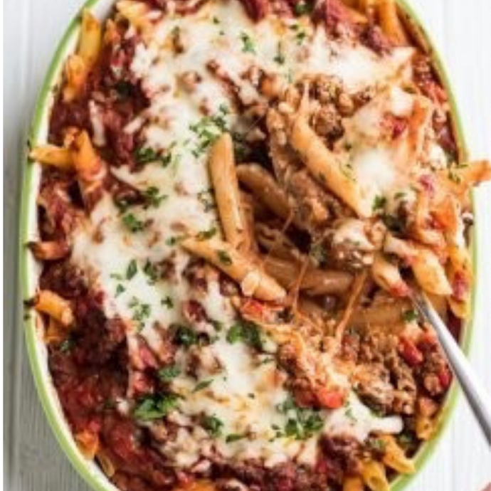 Pasta Bake with cheesy meat sauce